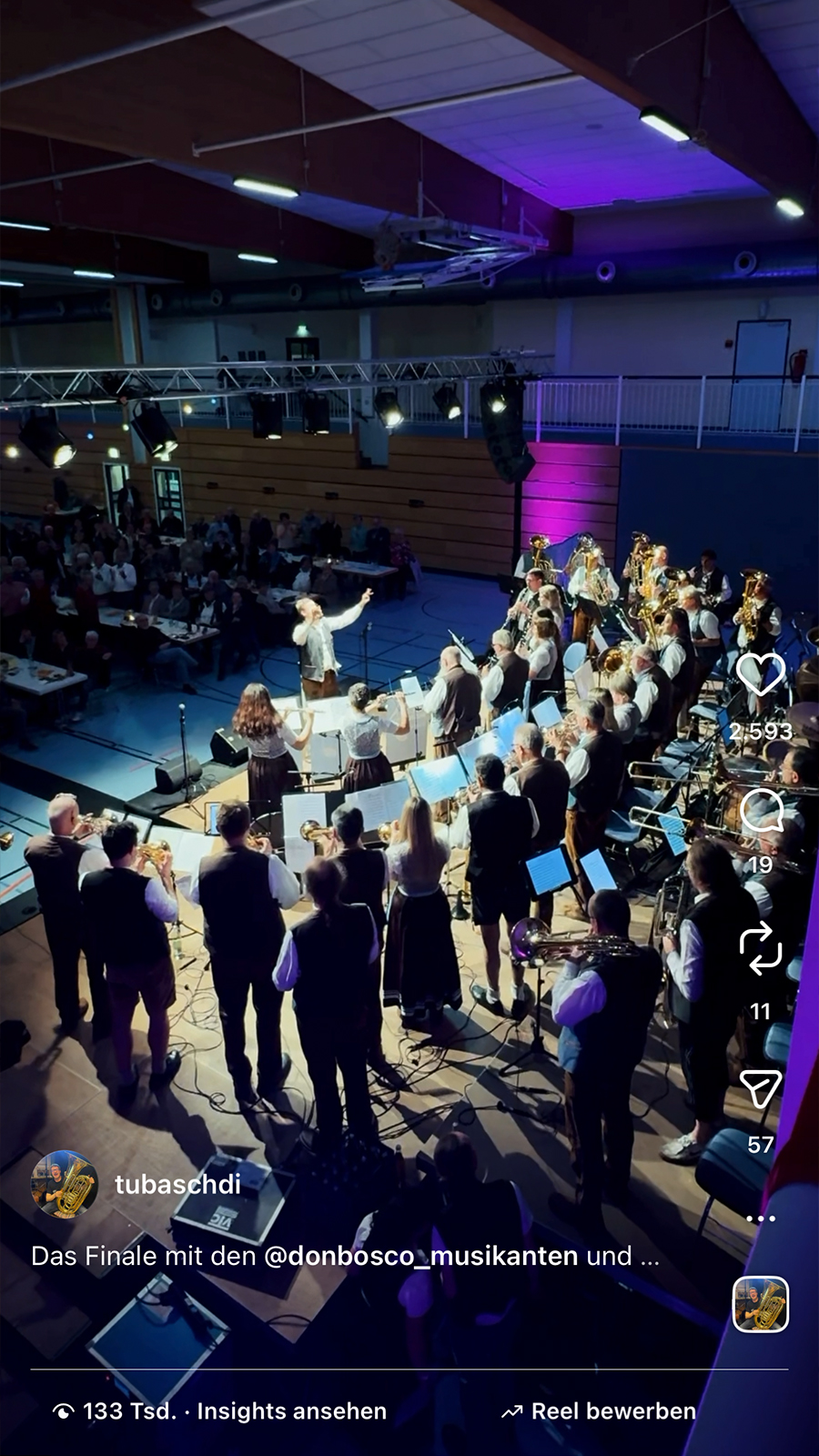 Instagram Screenshot des Reels von tubaschdi von dem Konzert in Bamberg